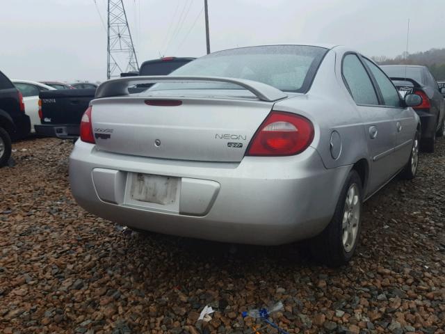 1B3ES56C43D190821 - 2003 DODGE NEON SXT SILVER photo 4