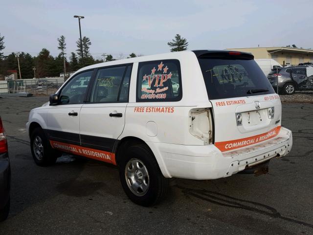 2HKYF18185H526438 - 2005 HONDA PILOT LX WHITE photo 3