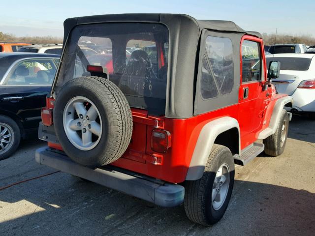 1J4FA49S61P308148 - 2001 JEEP WRANGLER / RED photo 4