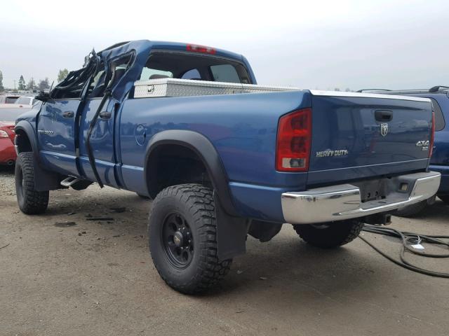 3D7KS28C65G750699 - 2005 DODGE RAM 2500 S BLUE photo 3