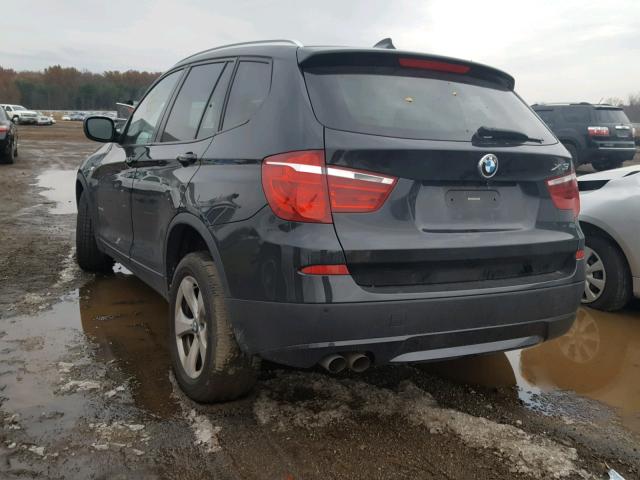 5UXWX5C59BL713196 - 2011 BMW X3 XDRIVE2 BLACK photo 3