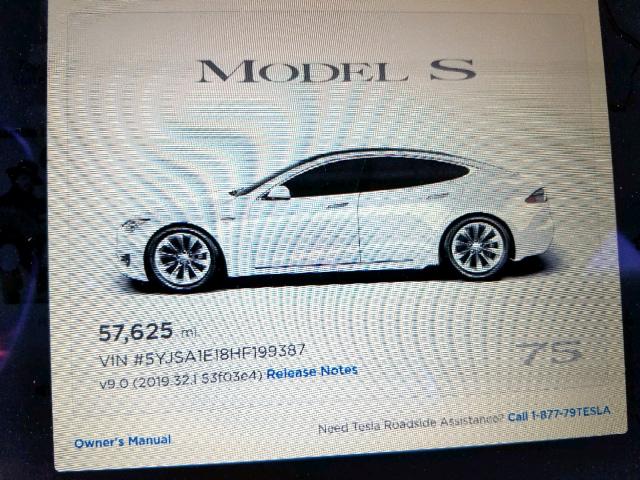 5YJSA1E18HF199387 - 2017 TESLA MODEL S أبيض صورة 8