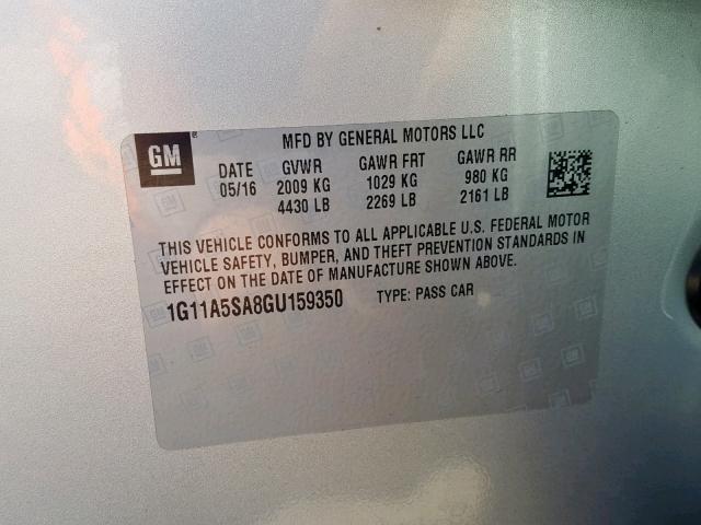 1G11A5SA8GU159350 - 2016 CHEVROLET MALIBU LIM Qara foto 10