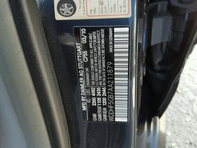 WDDHF5GB7AA211879 - 2010 MERCEDES-BENZ E 350 GRAY photo 10