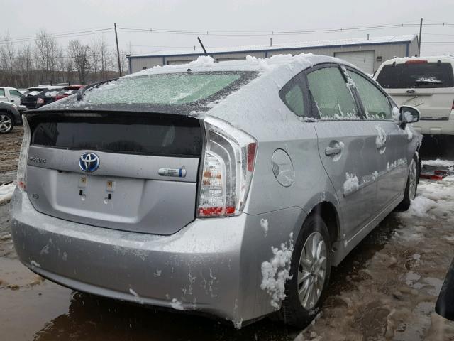 JTDKN3DP7C3026326 - 2012 TOYOTA PRIUS PLUG SILVER photo 4