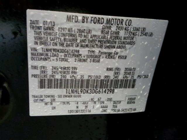 1LNHL9DK3DG614298 - 2013 LINCOLN MKS BLACK photo 10