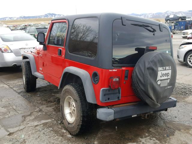 1J4FA49SX3P328566 - 2003 JEEP WRANGLER / RED photo 3