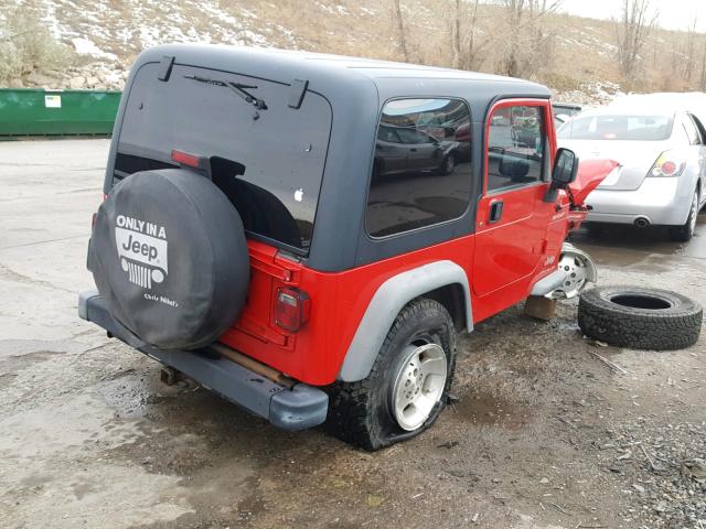 1J4FA49SX3P328566 - 2003 JEEP WRANGLER / RED photo 4