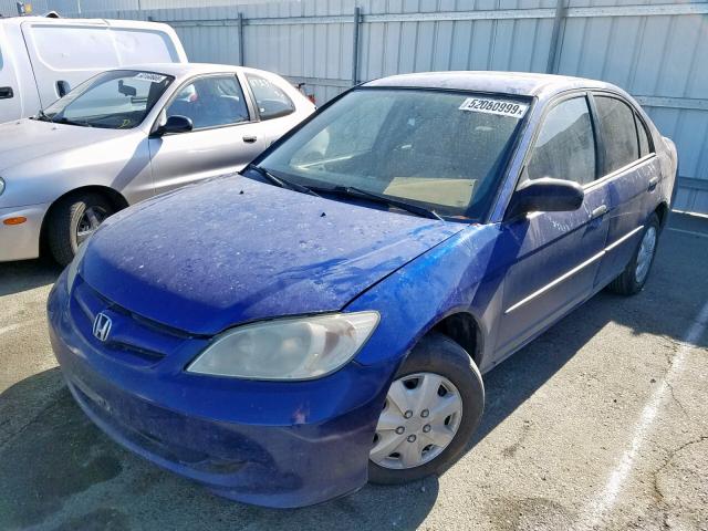 1HGES16324L009439 - 2004 HONDA CIVIC DX V BLUE photo 2