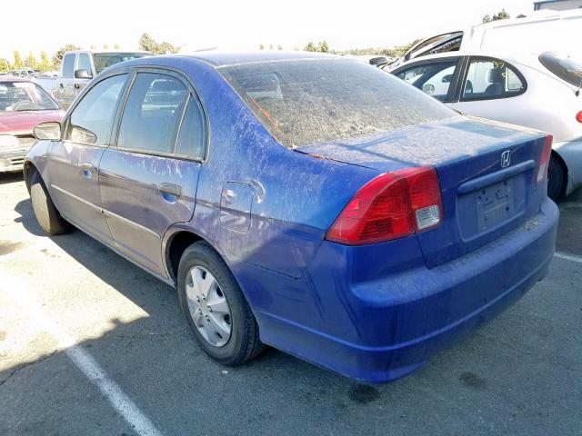 1HGES16324L009439 - 2004 HONDA CIVIC DX V BLUE photo 3