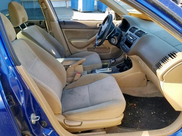 1HGES16324L009439 - 2004 HONDA CIVIC DX V BLUE photo 5