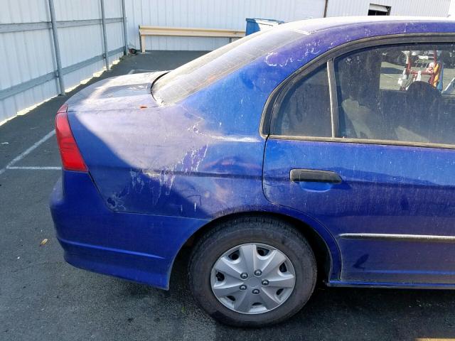 1HGES16324L009439 - 2004 HONDA CIVIC DX V BLUE photo 9