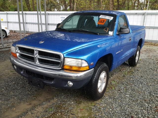 1B7GG26X6WS717204 - 1998 DODGE DAKOTA BLUE photo 2