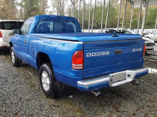 1B7GG26X6WS717204 - 1998 DODGE DAKOTA BLUE photo 3