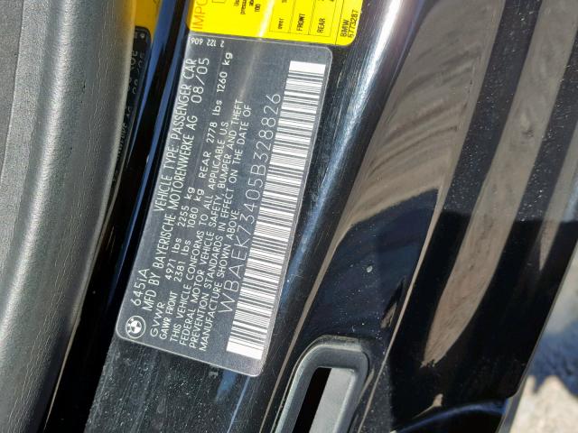 WBAEK73405B328826 - 2005 BMW 645 CI AUT BLACK photo 10