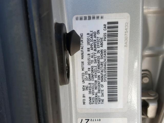 5Y2SL65846Z415490 - 2006 PONTIAC VIBE SILVER photo 10