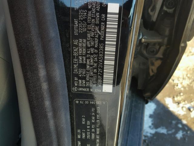 WDBJF72F3VA583385 - 1997 MERCEDES-BENZ E 420 BLACK photo 10