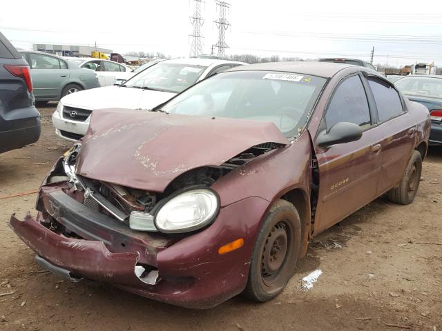 1B3ES46C91D289982 - 2001 DODGE NEON SE MAROON photo 2