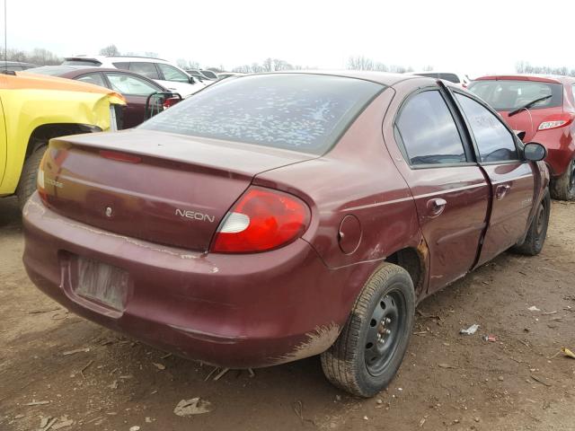 1B3ES46C91D289982 - 2001 DODGE NEON SE MAROON photo 4