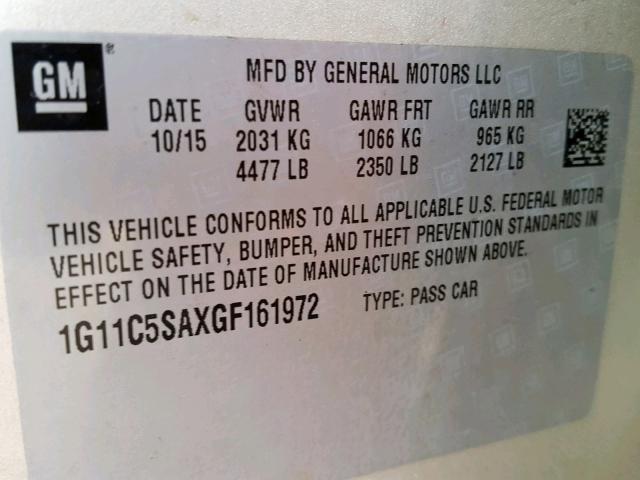 1G11C5SAXGF161972 - 2016 CHEVROLET MALIBU LIM 金色 照片 10