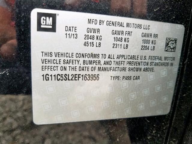 1G11C5SL2EF163956 - 2014 CHEVROLET MALIBU 1LT 石墨色 照片 10