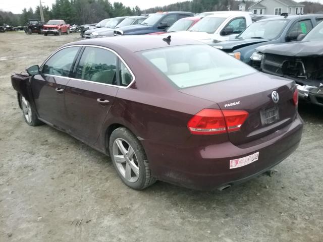 1VWBP7A32CC082318 - 2012 VOLKSWAGEN PASSAT SE MAROON photo 3