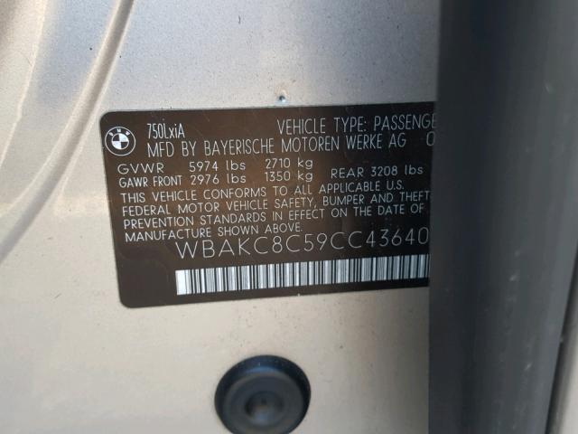 WBAKC8C59CC436402 - 2012 BMW ALPINA B7 WHITE photo 10