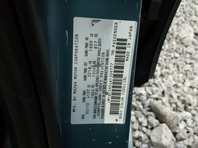 JM1BL1H54A1309777 - 2010 MAZDA 3 S BLUE photo 10