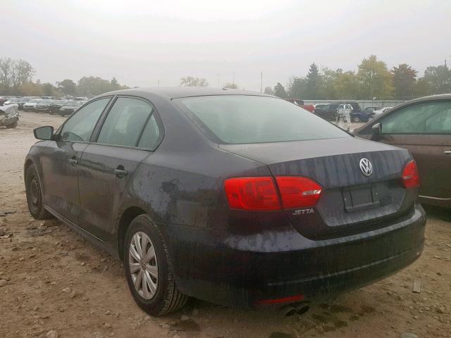 3VW2K7AJXBM059637 - 2011 VOLKSWAGEN JETTA BASE შავი ფოტო 3