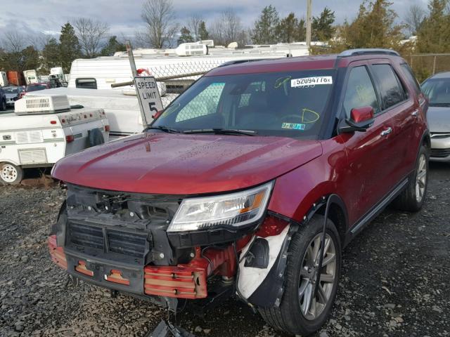 1FM5K8F85HGA06810 - 2017 FORD EXPLORER L RED photo 2