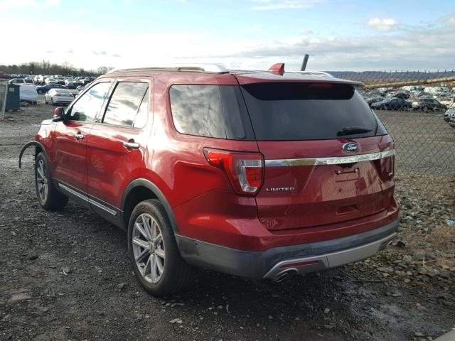 1FM5K8F85HGA06810 - 2017 FORD EXPLORER L RED photo 3