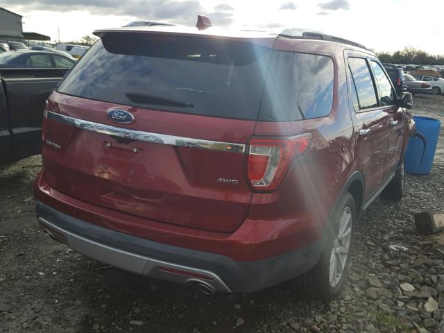 1FM5K8F85HGA06810 - 2017 FORD EXPLORER L RED photo 4