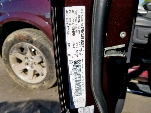 1C6RD7NT7CS147567 - 2012 DODGE RAM 1500 L MAROON photo 10