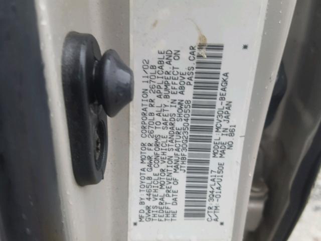 JTHBF30G235040558 - 2003 LEXUS ES 300 GRAY photo 10