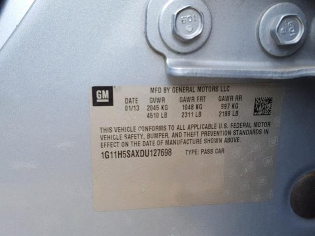 1G11H5SAXDU127698 - 2013 CHEVROLET MALIBU LTZ 蓝色 照片 10