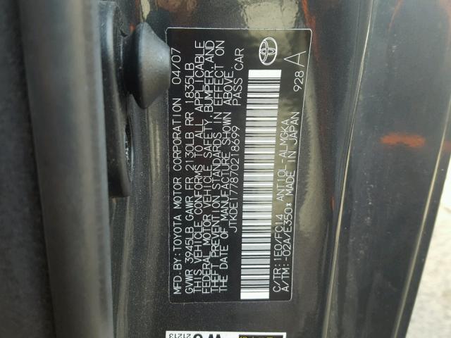 JTKDE177870218699 - 2007 TOYOTA SCION TC 灰色 照片 10