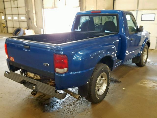 1FTYR11UX1PA61106 - 2001 FORD RANGER BLUE photo 4
