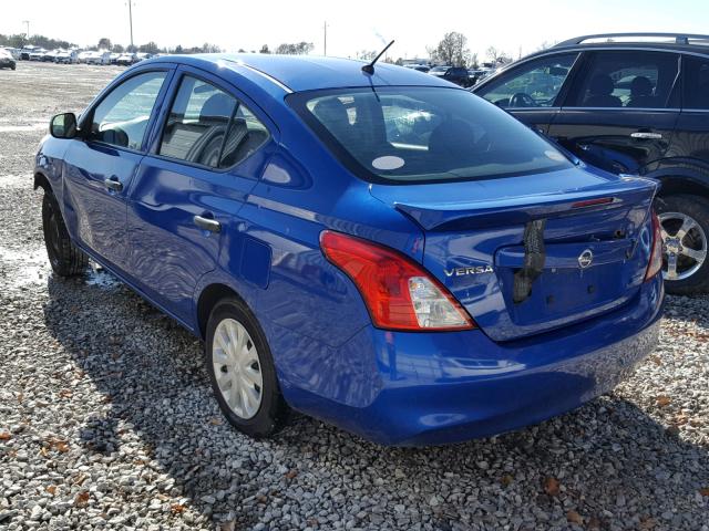 3N1CN7AP3EL820590 - 2014 NISSAN VERSA BLUE photo 3