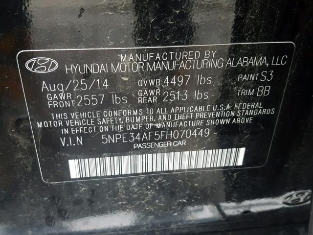 5NPE34AF5FH070449 - 2015 HYUNDAI SONATA SPO BLACK photo 10