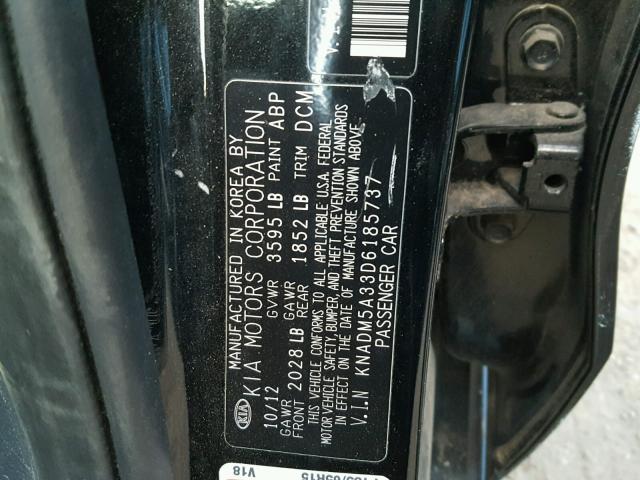 KNADM5A33D6185737 - 2013 KIA RIO LX BLACK photo 10