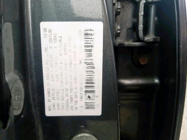 1HGCP36819A022590 - 2009 HONDA ACCORD EXL GRAY photo 10