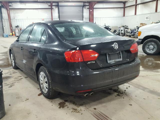 3VW2K7AJ9DM228632 - 2013 VOLKSWAGEN JETTA BASE BLACK photo 3