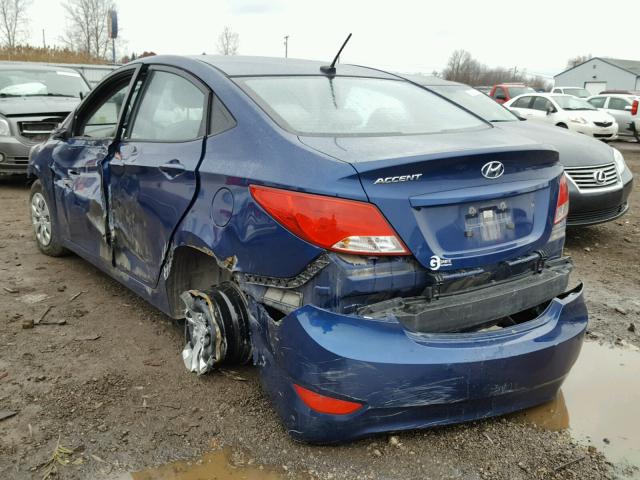 KMHCT4AE1GU996204 - 2016 HYUNDAI ACCENT SE BLUE photo 3