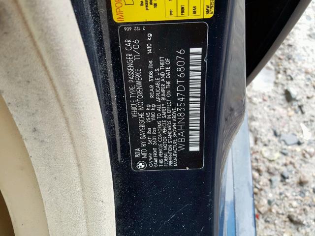 WBAHN83547DT68076 - 2007 BMW 750 BLUE photo 10