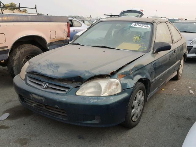 1HGEJ612XXL054907 - 1999 HONDA CIVIC DX GREEN photo 2