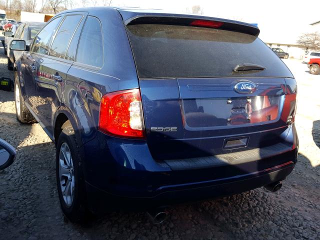 2FMDK4JC9CBA30141 - 2012 FORD EDGE SEL BLUE photo 3