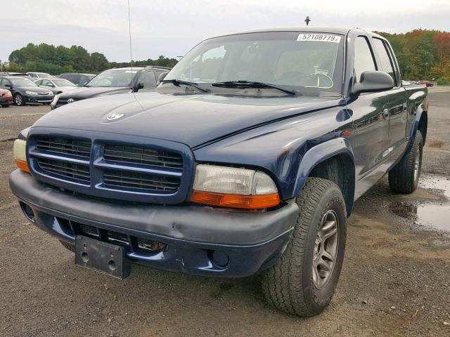 1D7HG38N23S185795 - 2003 DODGE DAKOTA QUA BLUE photo 2