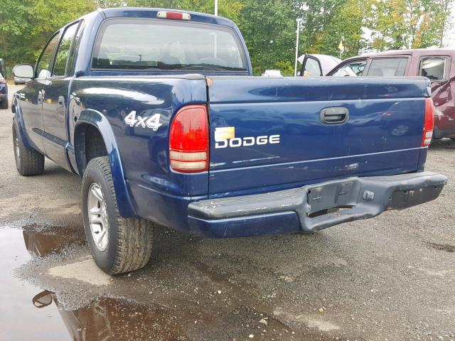 1D7HG38N23S185795 - 2003 DODGE DAKOTA QUA BLUE photo 3