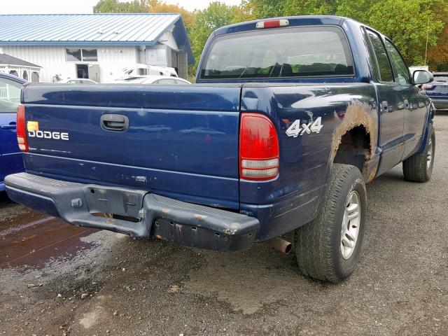 1D7HG38N23S185795 - 2003 DODGE DAKOTA QUA BLUE photo 4