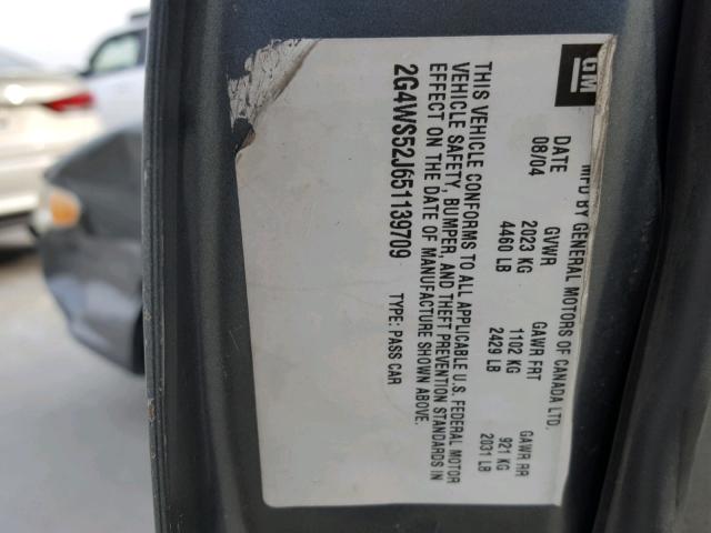 2G4WS52J651139709 - 2005 BUICK CENTURY CU GRAY photo 10